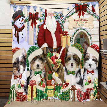litzzy Biewers Christmas Doghouse CL18110345MDQ Fleece Blanket fleece blanket   