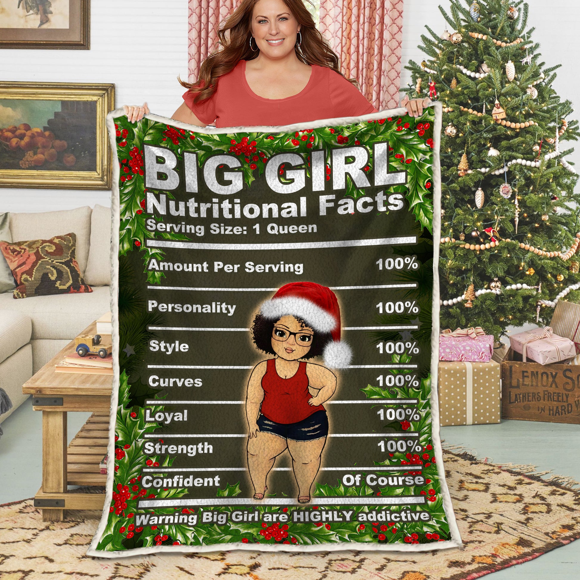 litzzy Big Girl Christmas MMM181106MI Fleece Blanket Sherpa Fleece Blanket   