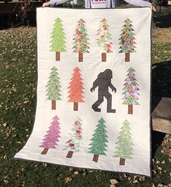 litzzy Bigfoot And Christmas Tree CLP0511019Q Fleece Blanket Quilt Blanket   
