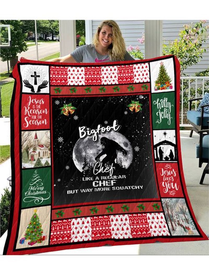 litzzy Bigfoot Chef Gift Christmas CLH2111054Q Fleece Blanket Quilt Blanket   
