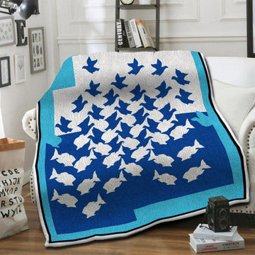 litzzy Bird And Fish Fleece Blanket HST1910529 Fleece Blanket   