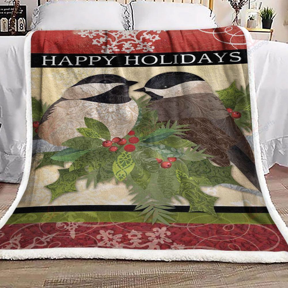 litzzy Bird Christmas AM1210693CL Sherpa Fleece Blanket Sherpa Fleece Blanket   