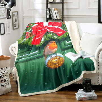litzzy Bird Christmas HM1409010TT Sherpa Fleece Sherpa Fleece Blanket   