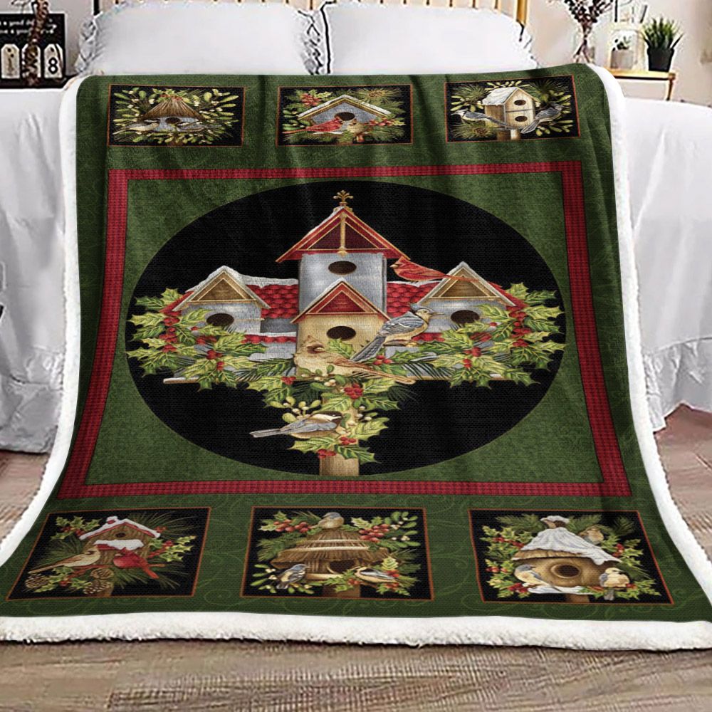 litzzy Bird Christmas ML0211018F Sherpa Fleece Blanket Sherpa Fleece Blanket   