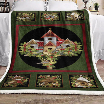litzzy Bird Christmas ML0211018F Sherpa Fleece Blanket Sherpa Fleece Blanket   