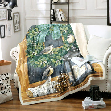 litzzy Bird Christmas NN1910009TT Sherpa Fleece Sherpa Fleece Blanket   