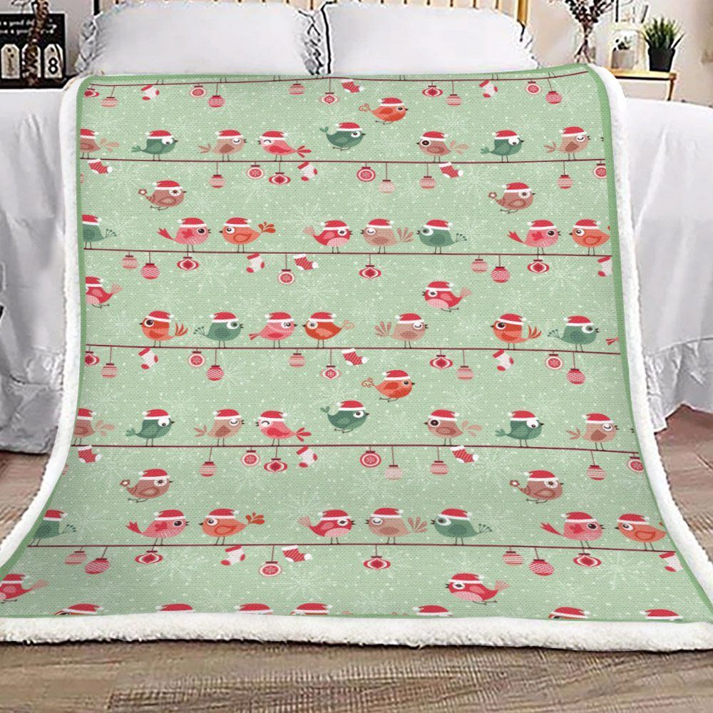 litzzy Birds Christmas GS-CL-KC1307 Sherpa Fleece Blanket Sherpa Fleece Blanket   