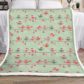 litzzy Birds Christmas GS-CL-KC1307 Sherpa Fleece Blanket Sherpa Fleece Blanket   