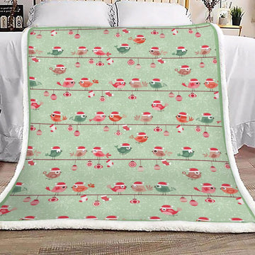 litzzy Birds Christmas NN2509005TT Sherpa Fleece Sherpa Fleece Blanket   