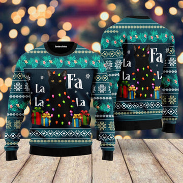 litzzy Black Cat Falalala Ugly Christmas Sweater | For Men & Women | Adult | US5170 - Ugly Sweater Gift For Lover sweater   