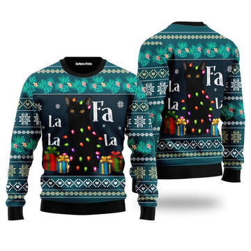 litzzy Black Cat Falalala Ugly Christmas Sweater | For Men & Women | Adult | US5170 - Ugly Sweater Gift For Lover sweater S Colorful 