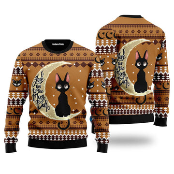 litzzy Black Cat Moon And Back Ugly Christmas Sweater | For Men & Women | Adult | US5070 - Ugly Sweater Gift For Lover sweater S Colorful 