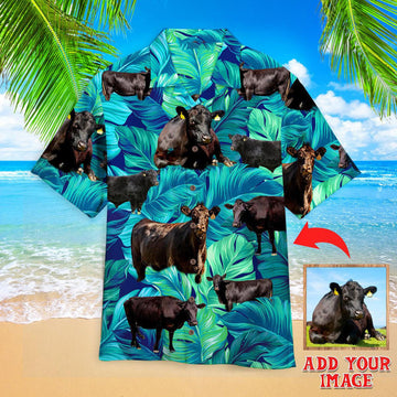 litzzy Black Angus Cattle Lovers Custom Hawaiian Shirt, Personalized Hawaiian Shirts, Custom Photo Hawaiian Shirt Hawaii Shirt   