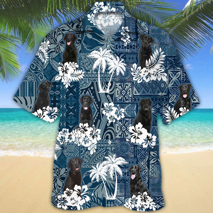 litzzy Black Labrador Hawaiian Shirt - Aloha shirt Hawaiian Hawaii Shirt For Summer Hawaii Shirt   