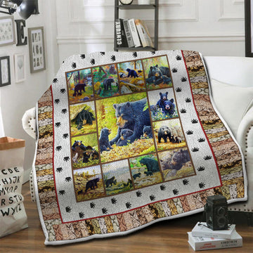 litzzy Black Bear Fleece Blanket HST1910235 Fleece Blanket   