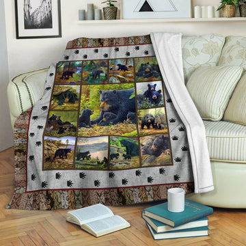 litzzy Black Bear Fleece Blanket HST1910235 Fleece Blanket   
