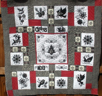 litzzy Black And White Christmas CLA2111115Q Fleece Blanket Quilt Blanket   