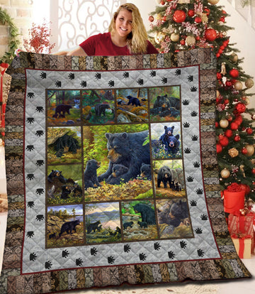 litzzy Black Bear Fleece Blanket HST1910235 Quilt Blanket   