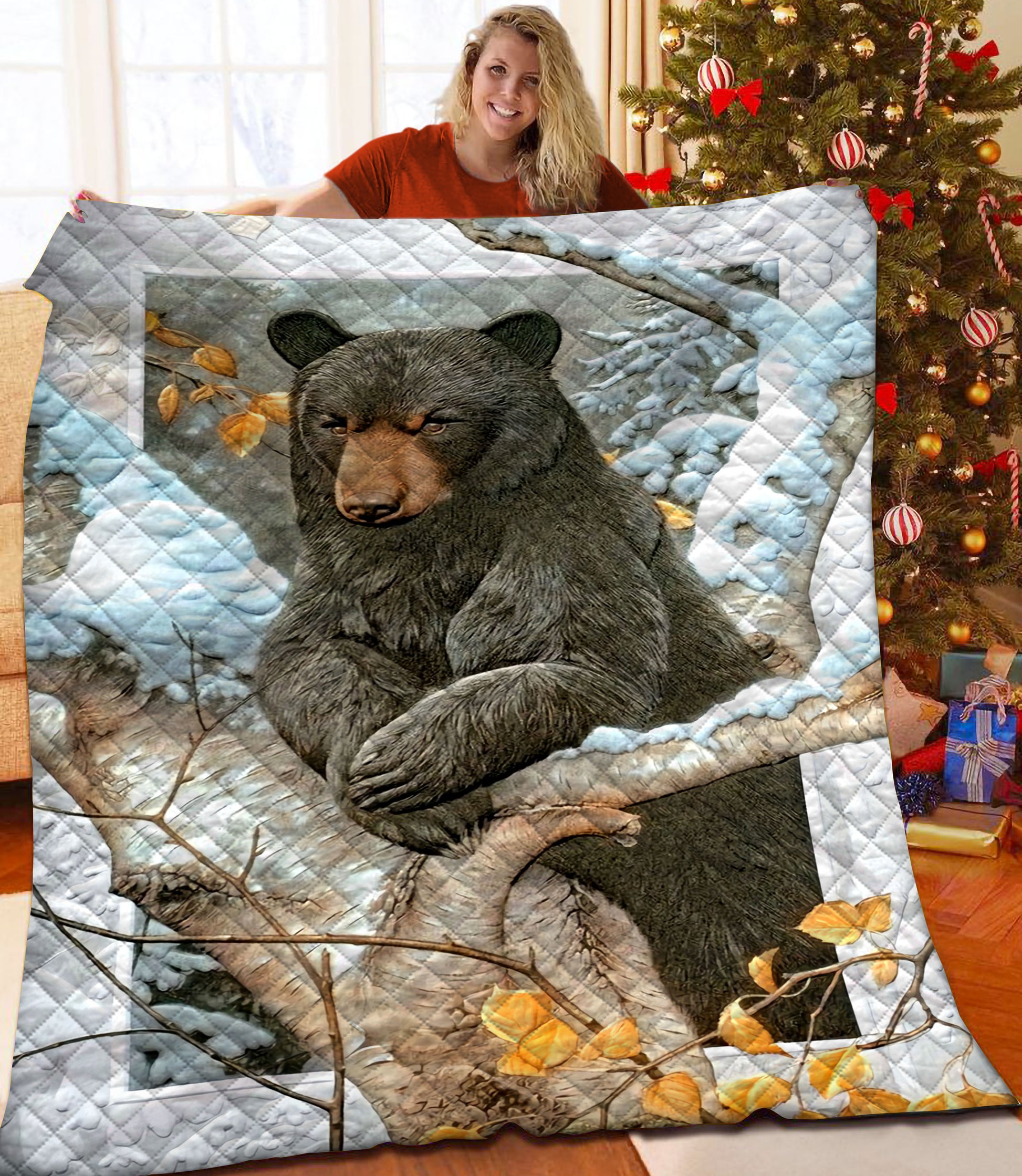 litzzy Black Bear Fleece Blanket HST25104953 Quilt Blanket   