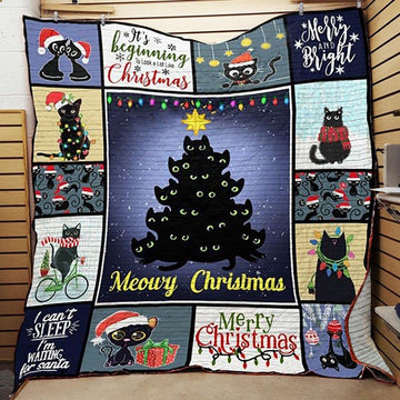 litzzy Black Cat Christmas CLA06120976Q Fleece Blanket Quilt Blanket   