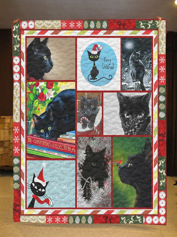 litzzy Black Cat Christmas CLH0212018Q Fleece Blanket Quilt Blanket   