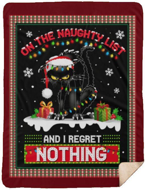 litzzy Black Cat Christmas CLH0912030F Sherpa Fleece Blanket Sherpa Fleece Blanket   