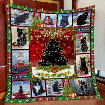 litzzy Black Cat Christmas DAC161118 Fleece Blanket Quilt Blanket   