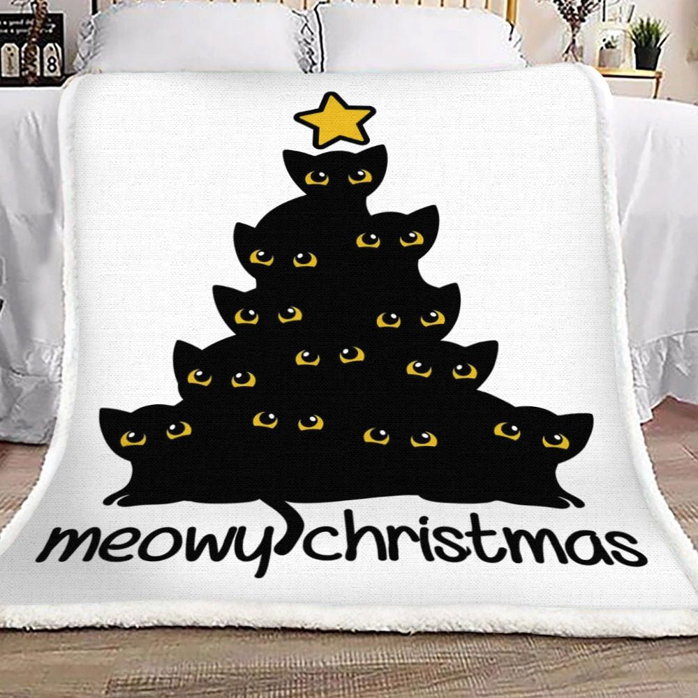 litzzy Black Cat Christmas DD0711222F Sherpa Fleece Blanket Sherpa Fleece Blanket   