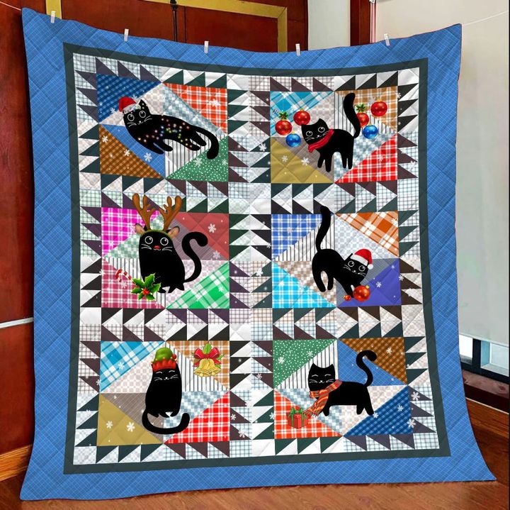 litzzy Black Cat Christmas DTC2311815 Fleece Blanket Quilt Blanket   