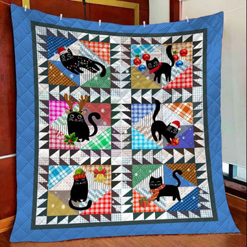 litzzy Black Cat Christmas DTC2311815 Fleece Blanket Quilt Blanket   
