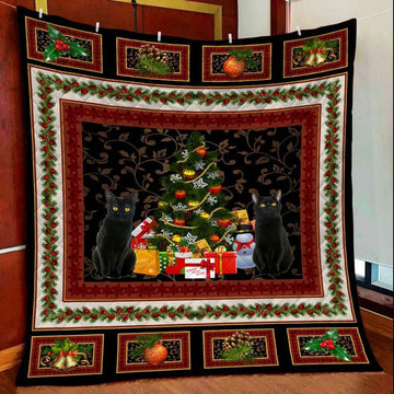 litzzy Black Cat Christmas HHC121102TH Fleece Blanket Quilt Blanket   
