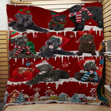 litzzy Black Russian Terrier Snow Christmas CL11120091MDQ Fleece Blanket Quilt Blanket   