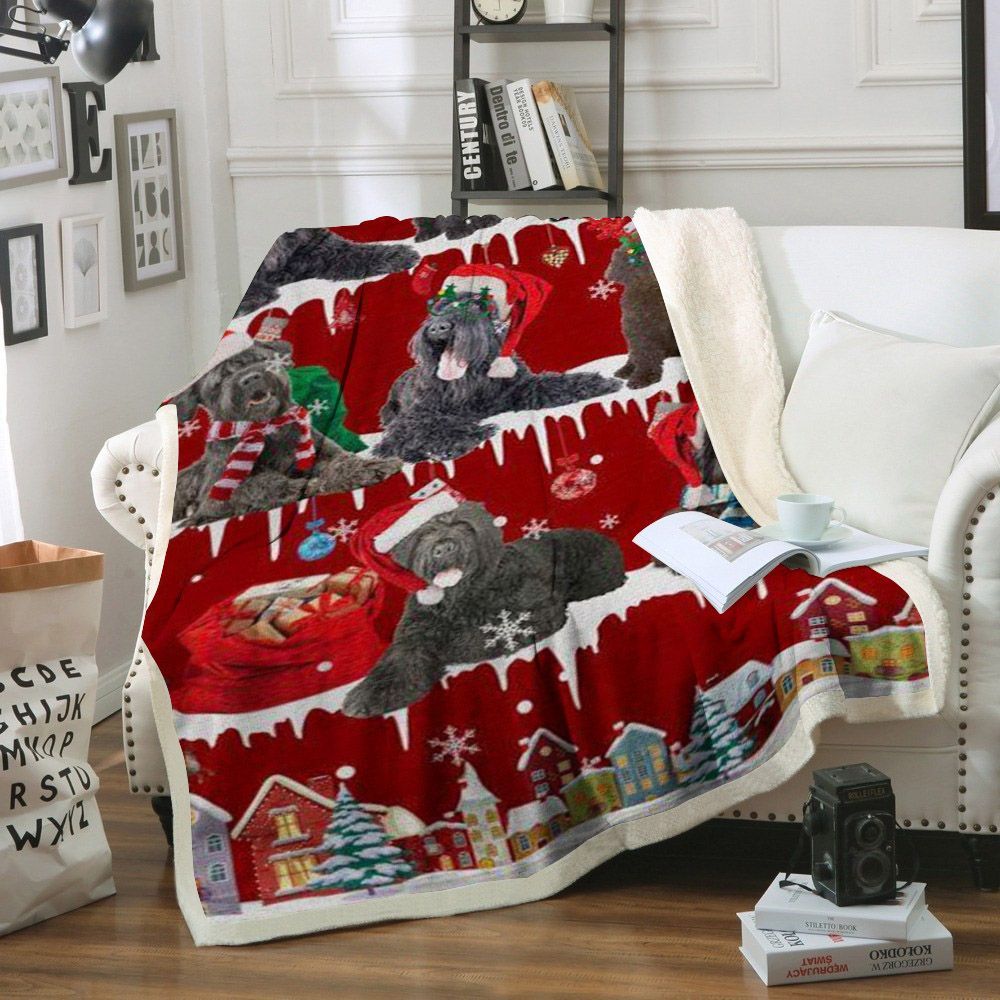 litzzy Black Russian Terrier Snow Christmas CL11120231MDF Sherpa Fleece Blanket Sherpa Fleece Blanket   
