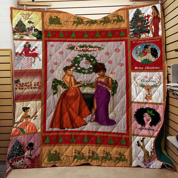 litzzy Black Women Christmas CL12120056MDQ Fleece Blanket Quilt Blanket   