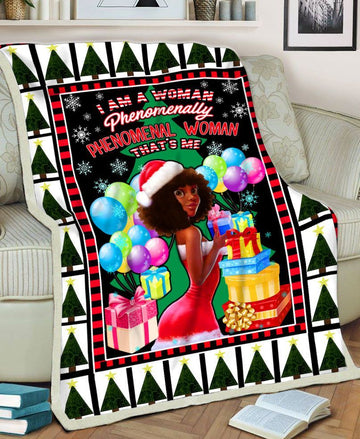 litzzy Black Women I Am A Woman Phenomenally Phenomenal Woman Thats Me Merry Christmas CL12120053MDF Sherpa Fleece Blanket Sherpa Fleece Blanket   