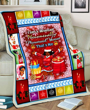 litzzy Black Women I Am A Woman Phenomenally Phenomenal Woman Thats Me Merry Christmas CL12120054MDF Sherpa Fleece Blanket Sherpa Fleece Blanket   