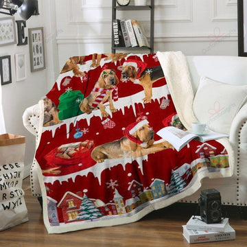 litzzy Bloodhound Snow Christmas NC1011274CL Sherpa Fleece Blanket Sherpa Fleece Blanket   
