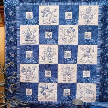 litzzy Blue Pattern Snowman Merry Christmas CLH2111068Q Fleece Blanket Quilt Blanket   
