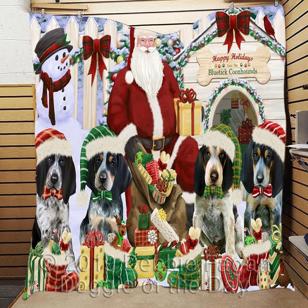 litzzy Bluetick Coonhound Christmas Doghouse CL18110392MDQ Fleece Blanket fleece blanket   