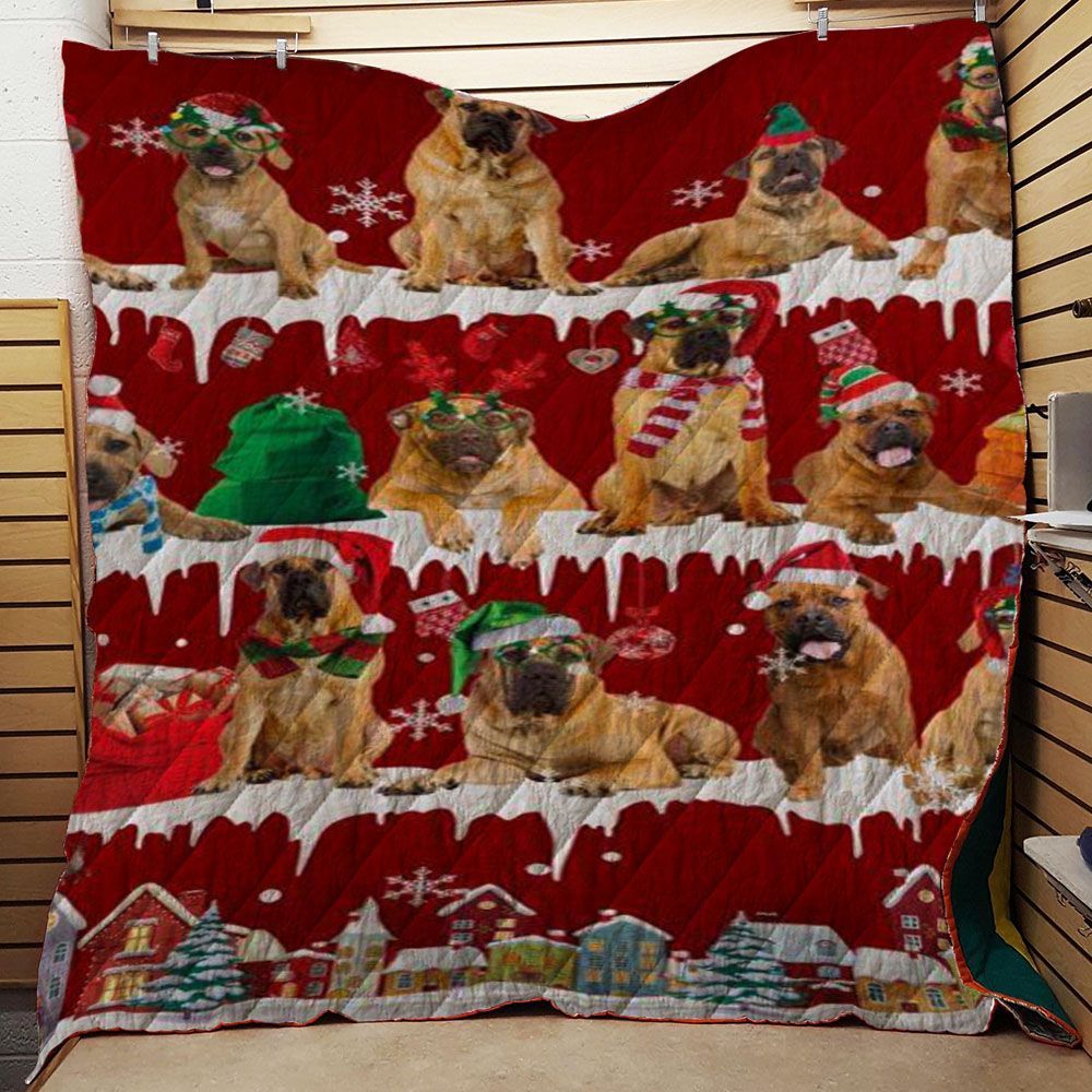 litzzy Boerboel Snow Christmas CL11120100MDQ Fleece Blanket Quilt Blanket   