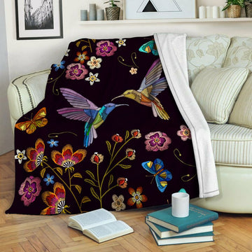 litzzy Bohemian Hummingbird Fleece Blanket HST19103623 Fleece Blanket   
