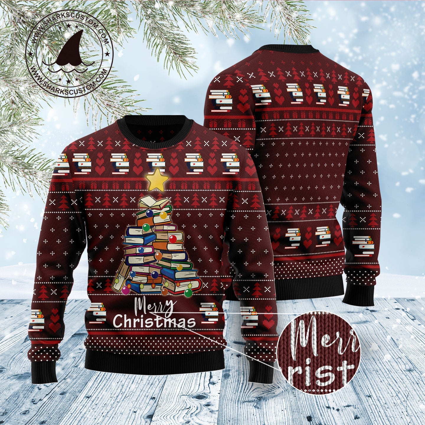 litzzy Book Pine D1211 Ugly Christmas Sweater -  Best Gift For Christmas, Noel Malalan - Christmas Signature sweater   