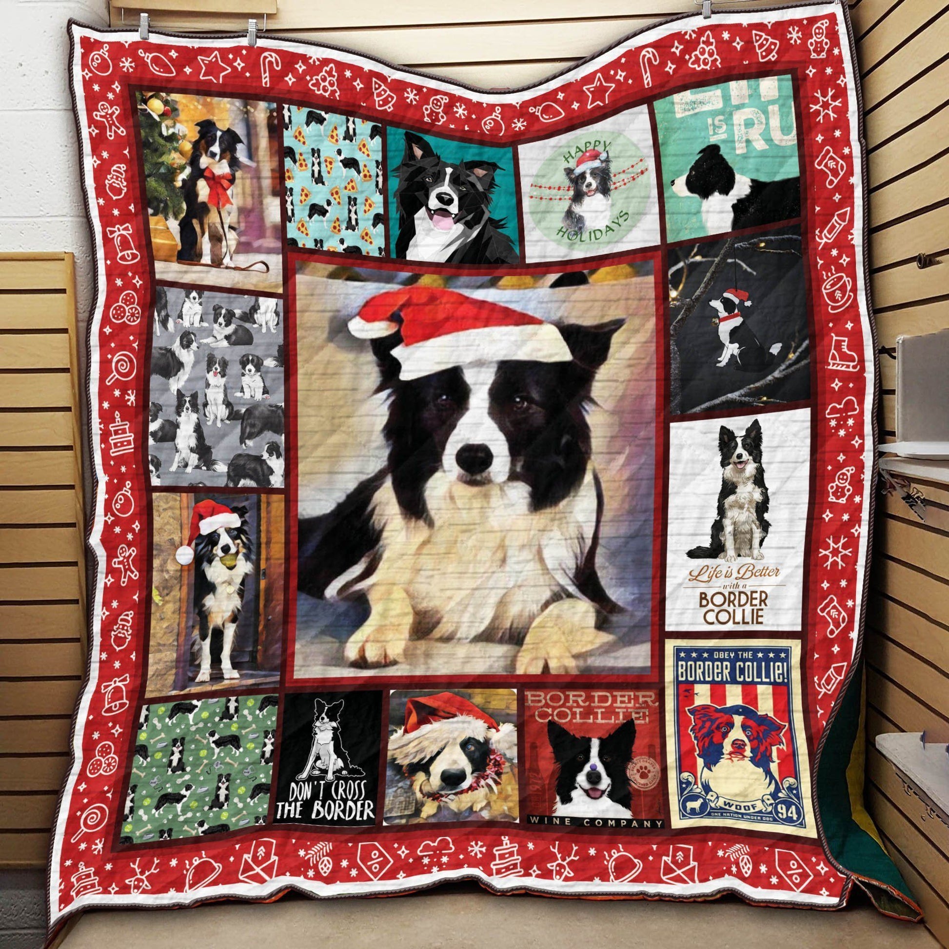 litzzy Border Collie Christmas Cor Cor Fleece Blanket Dhc09121920Dd Quilt Blanket   