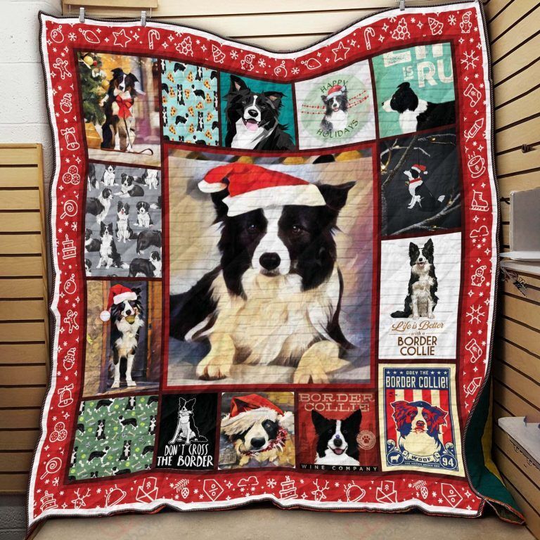 litzzy Border Collie Christmas NC0909323CL Fleece Blanket Quilt Blanket   