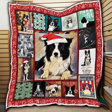 litzzy Border Collie Christmas NC0909323CL Fleece Blanket Quilt Blanket   