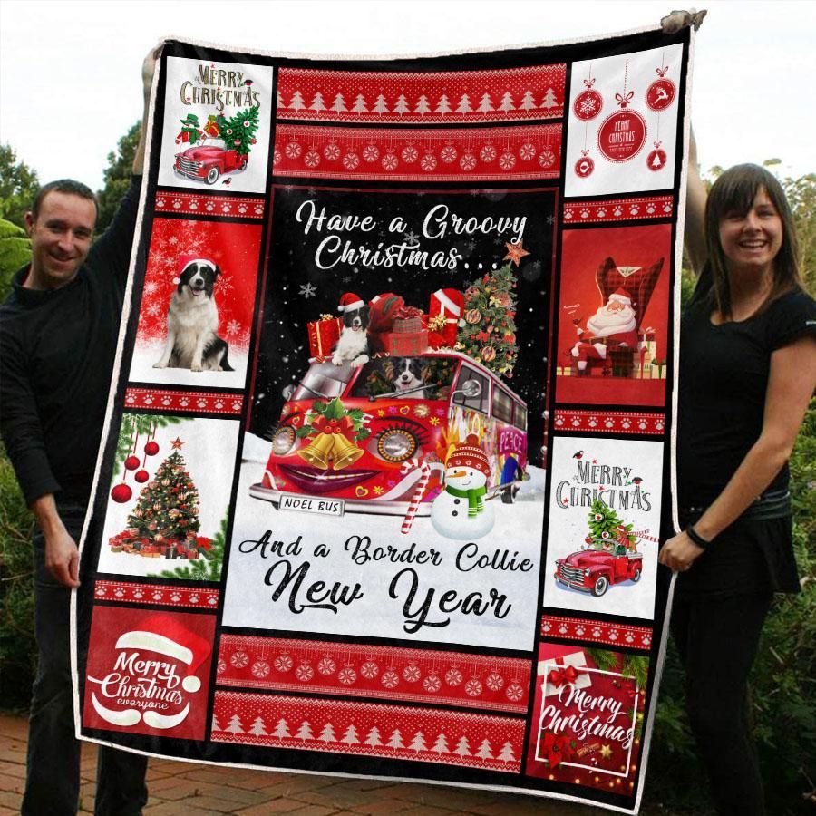 litzzy Border Collie Red Truck Christmas CL20110217MDF Sherpa Fleece Blanket Sherpa Fleece Blanket   
