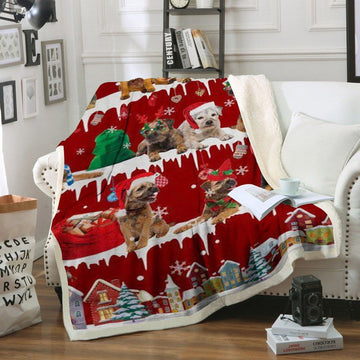 litzzy Border Terrier Snow Christmas CL11120235MDF Sherpa Fleece Blanket Sherpa Fleece Blanket   