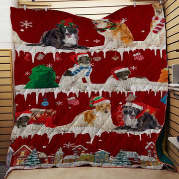 litzzy Borzoi Snow Christmas CL11120103MDQ Fleece Blanket Quilt Blanket   