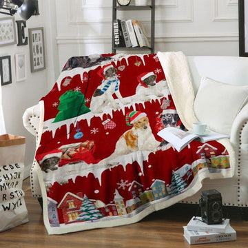 litzzy Borzoi Snow Christmas CL11120238MDF Sherpa Fleece Blanket Sherpa Fleece Blanket   