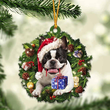 litzzy Boston Terrier and Christmas gift for her gift for him gift for Boston Terrier lover ornament, Christmas Ornament    